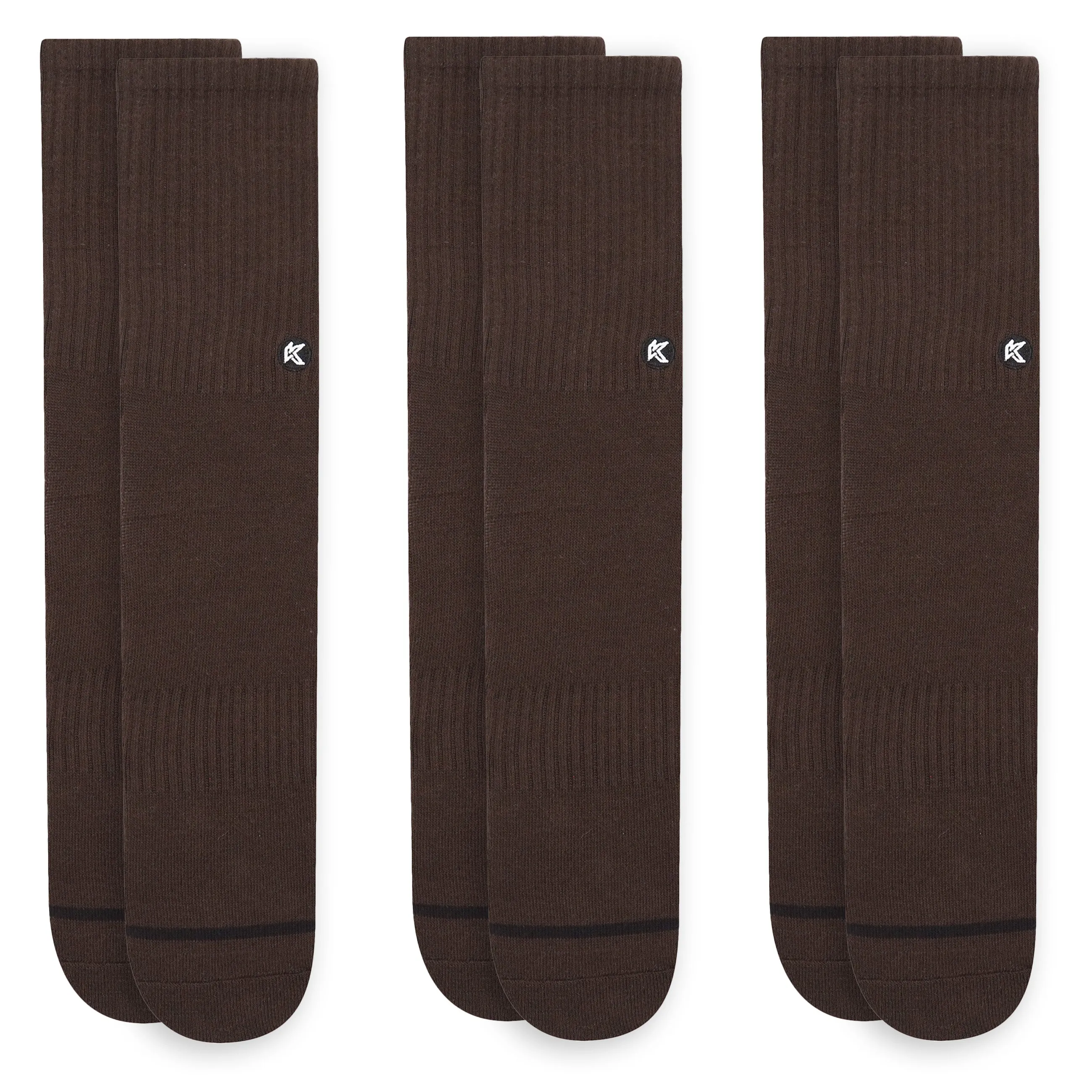 3 Pack Mocha Crew Sock