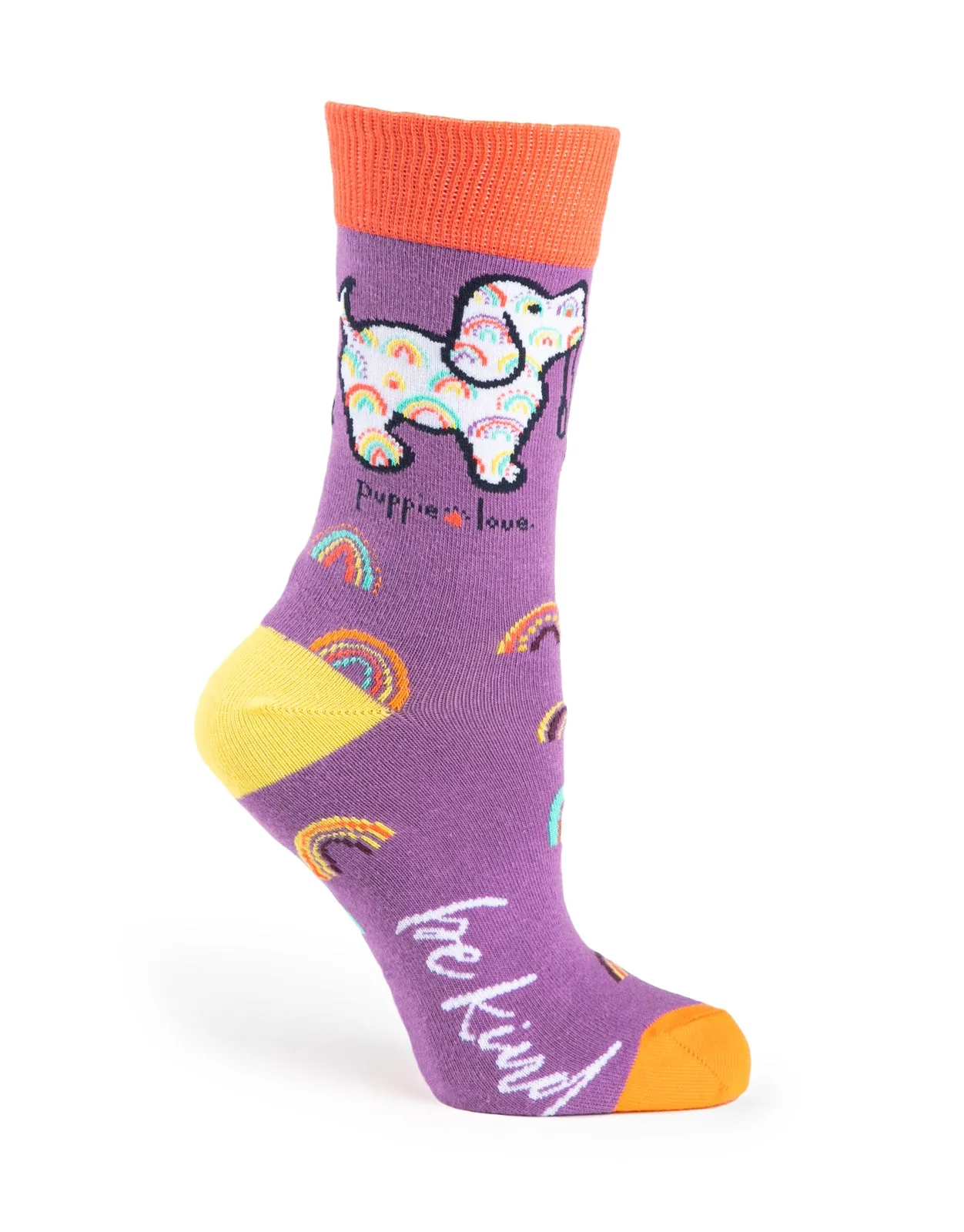 ADULT CREW SOCK, KIND RAINBOW PUP