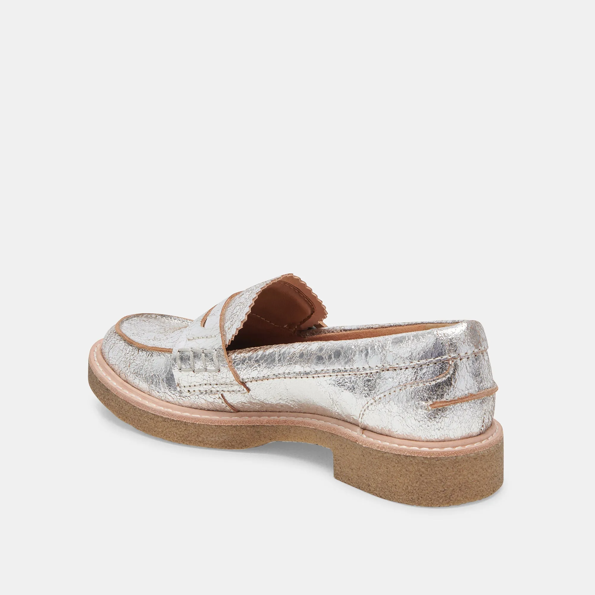 ARABEL LOAFERS SILVER DISTRESSED LEATHER