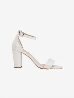 Ariadne Vegan Leather Ribbon Wedding Heels | Ivory