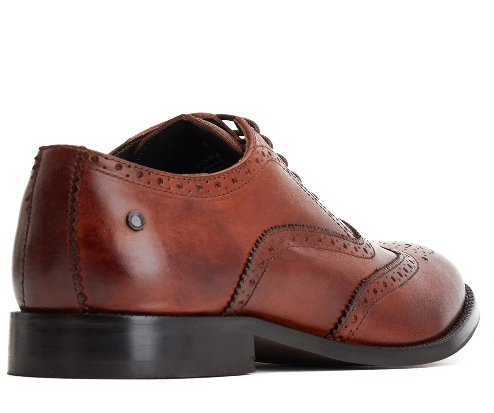 Base London Darcy Burnished Mens Brogue Detail Oxford Shoe