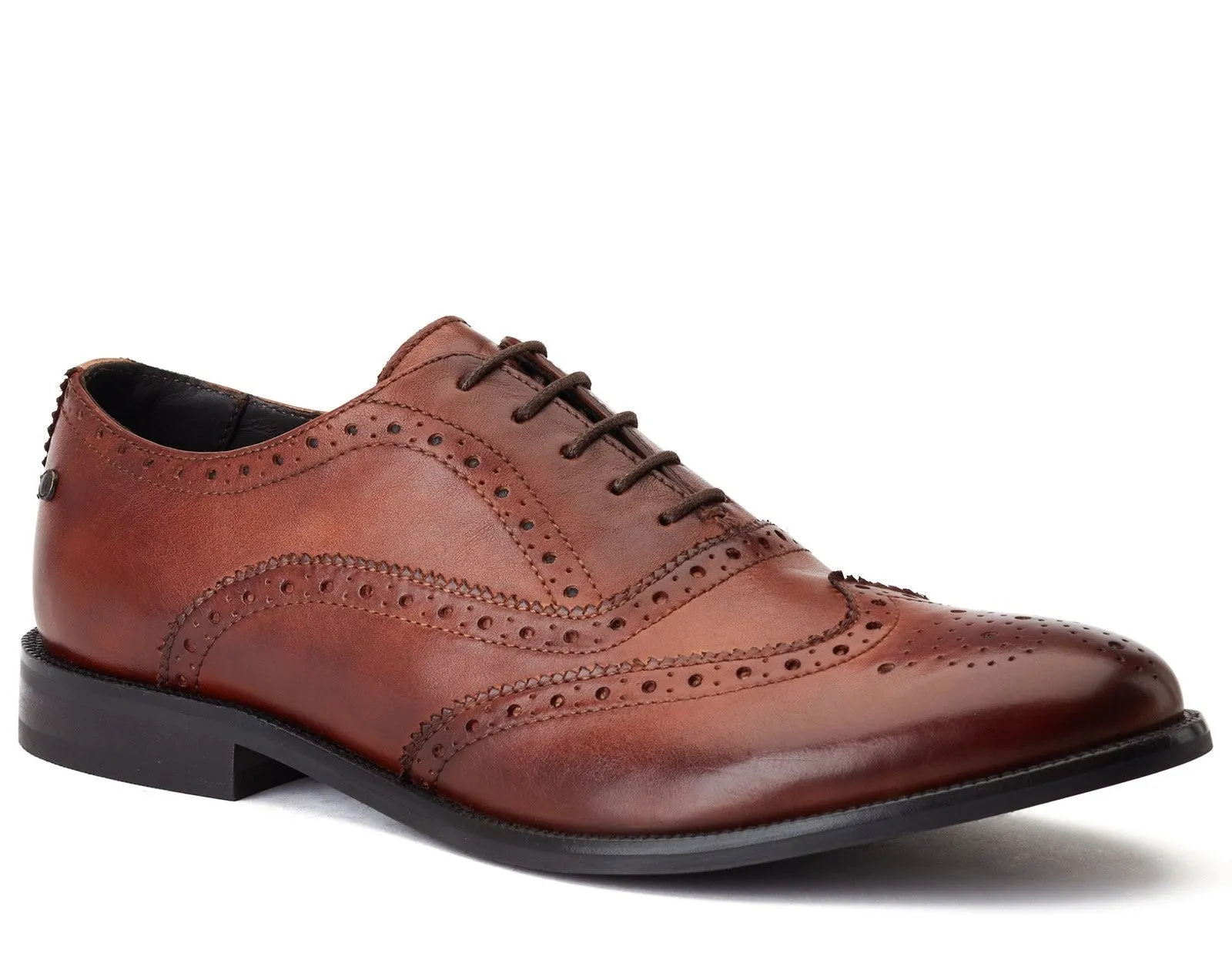 Base London Darcy Burnished Mens Brogue Detail Oxford Shoe