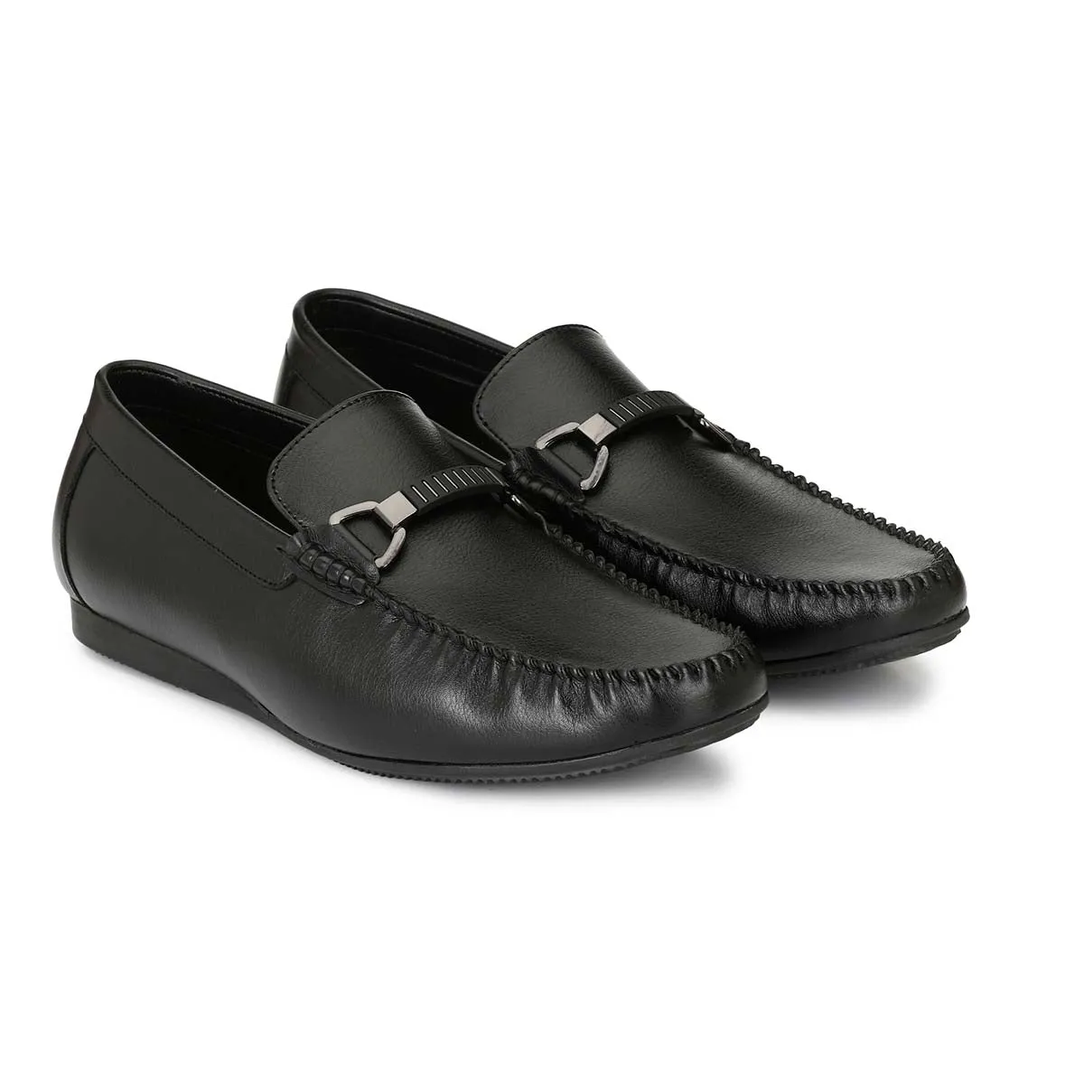 Black Stylish Buckle Loafers