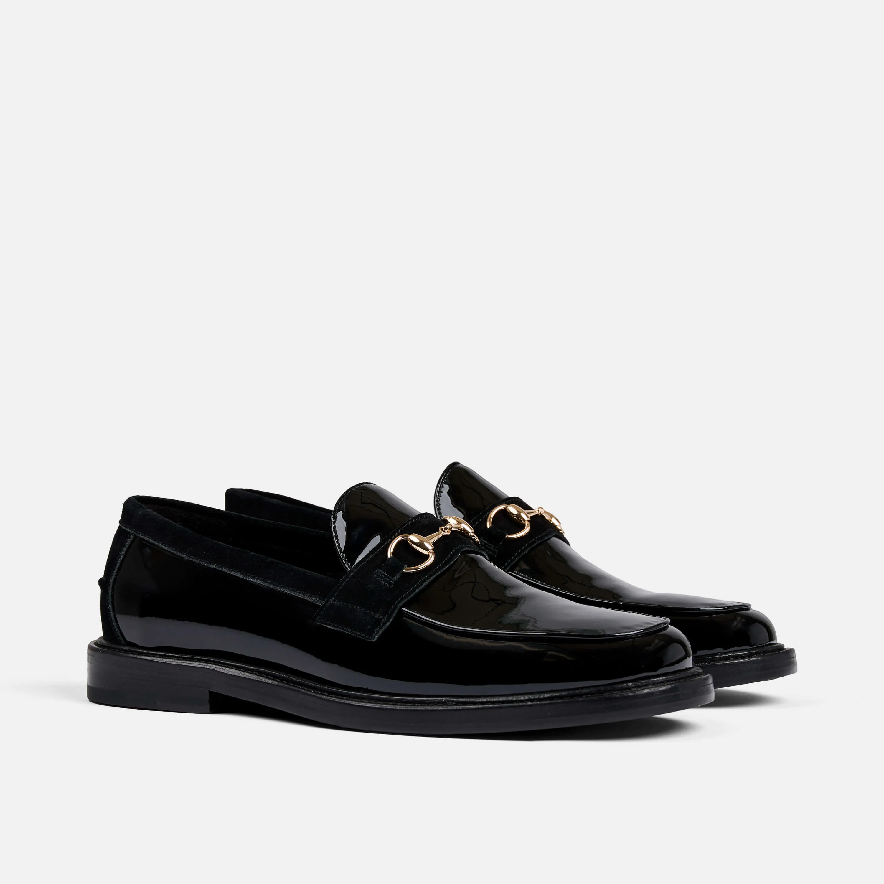 Boardwalk Black Patent Leather Horse-Bit Loafers