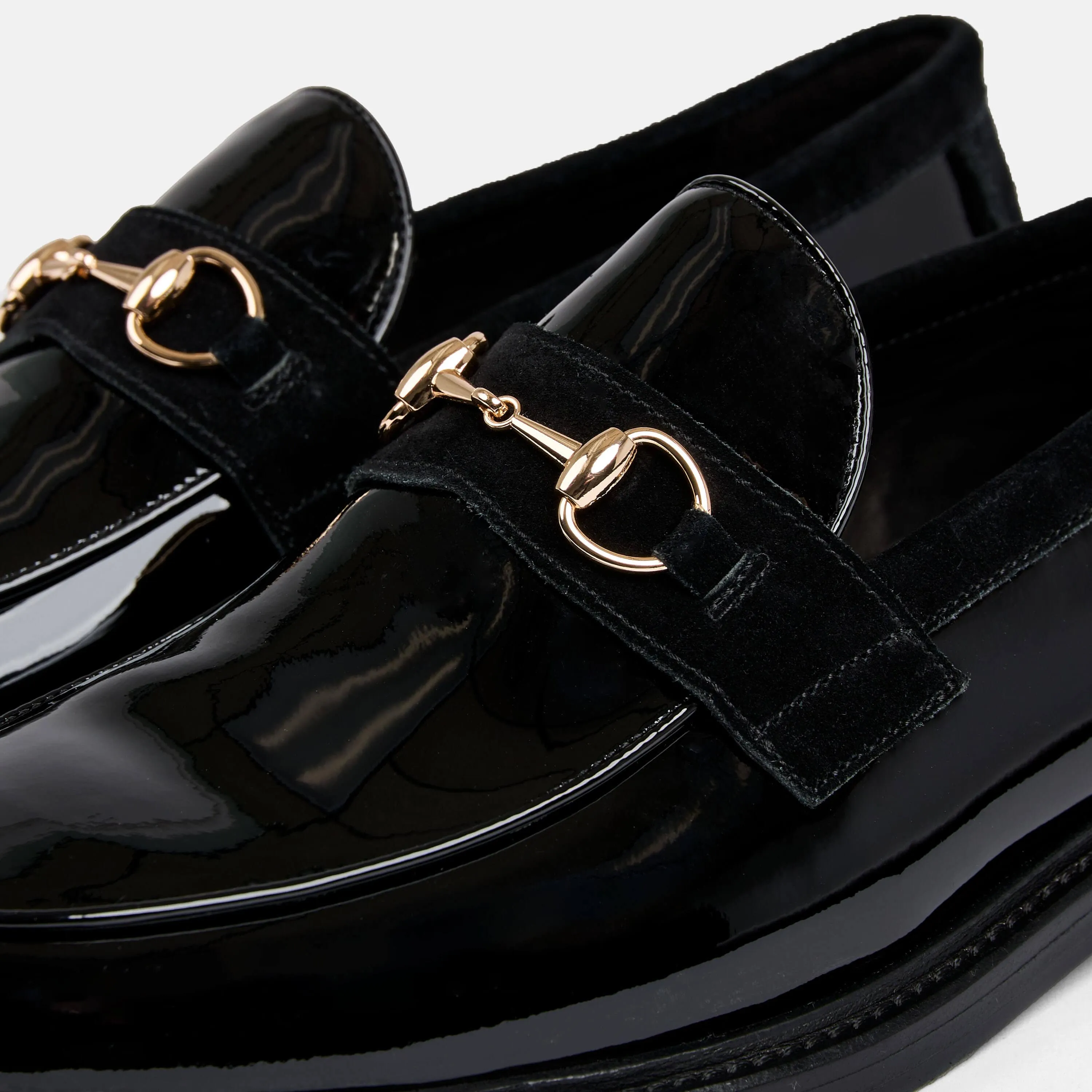 Boardwalk Black Patent Leather Horse-Bit Loafers