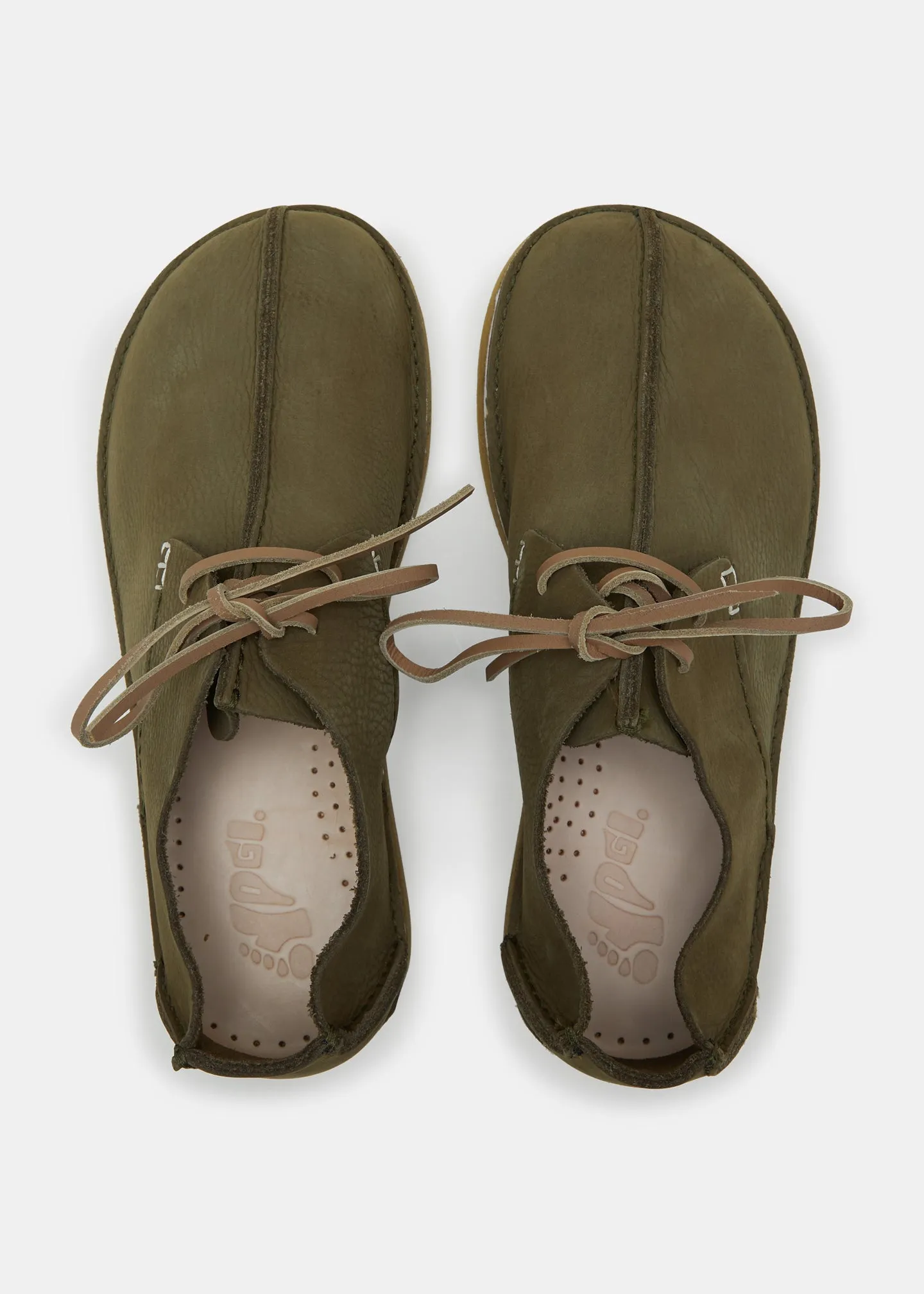 Caden Centre Seam Nubuck Shoe on Crepe - Olive