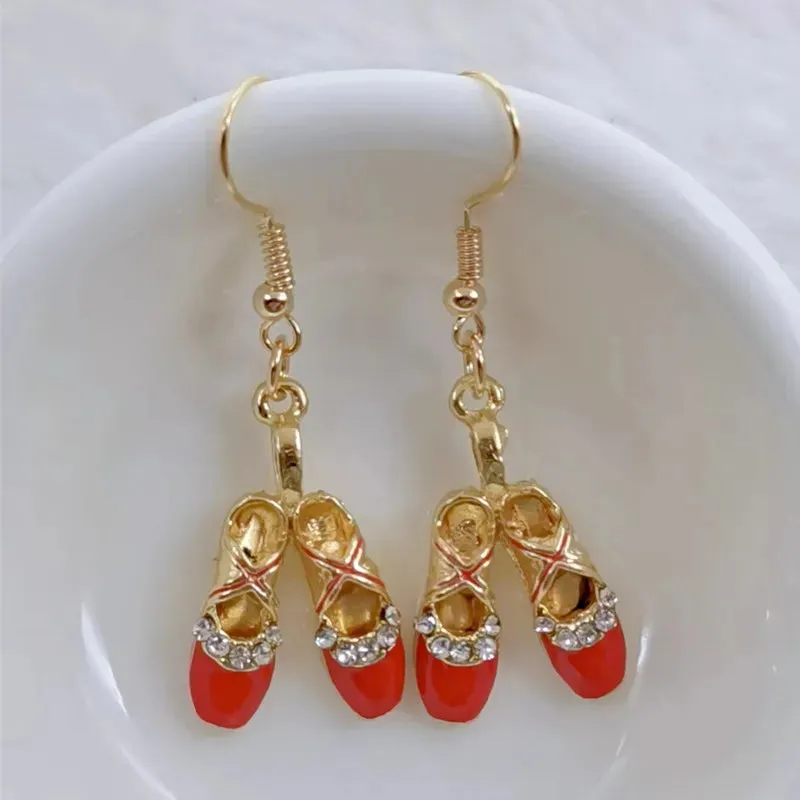 Enamel Ballerina and Pointe Shoe Earrings