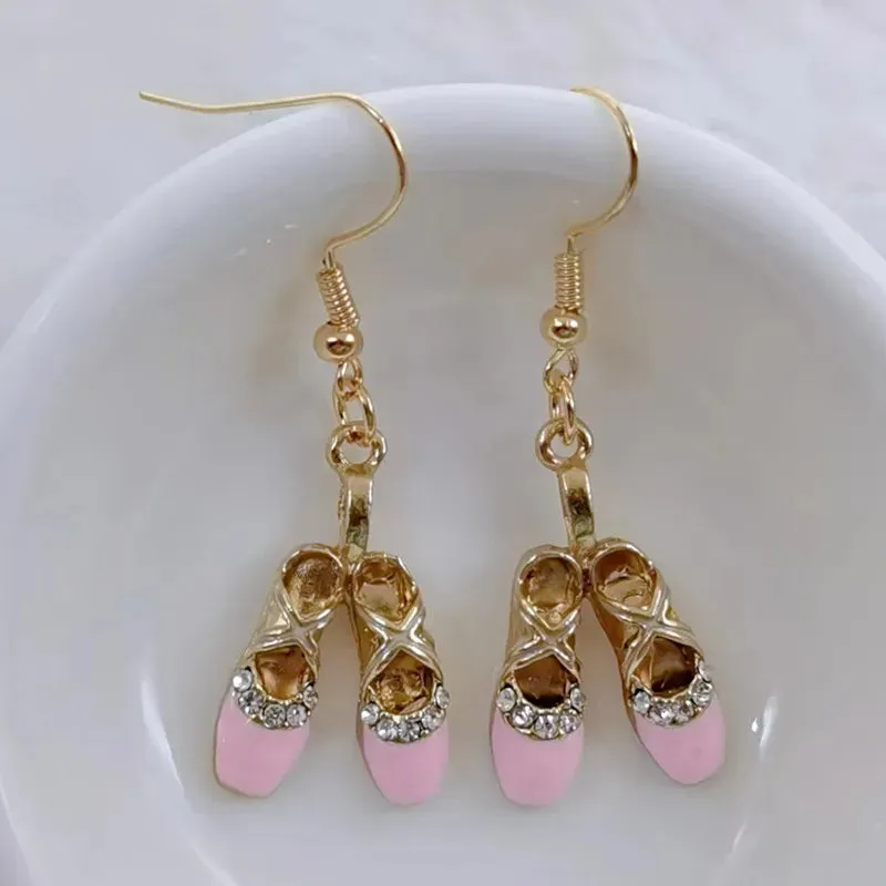 Enamel Ballerina and Pointe Shoe Earrings