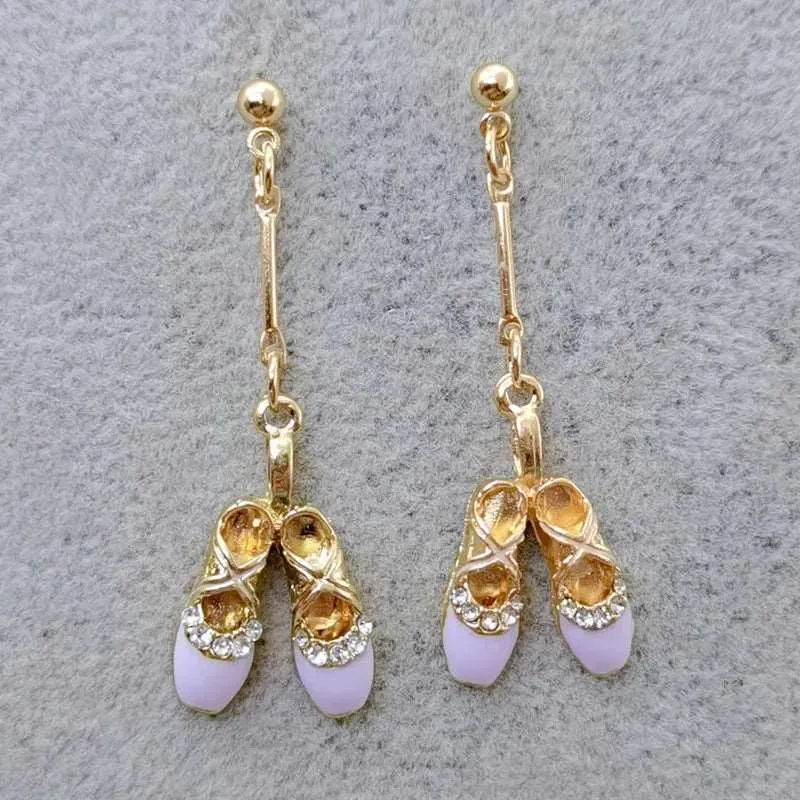 Enamel Ballerina and Pointe Shoe Earrings