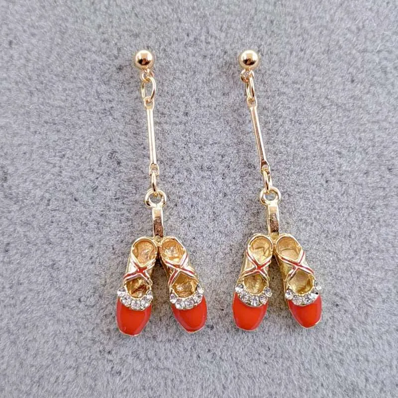 Enamel Ballerina and Pointe Shoe Earrings