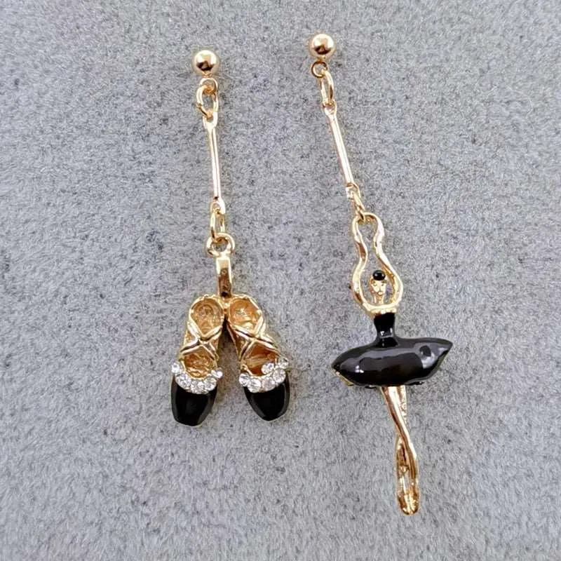 Enamel Ballerina and Pointe Shoe Earrings