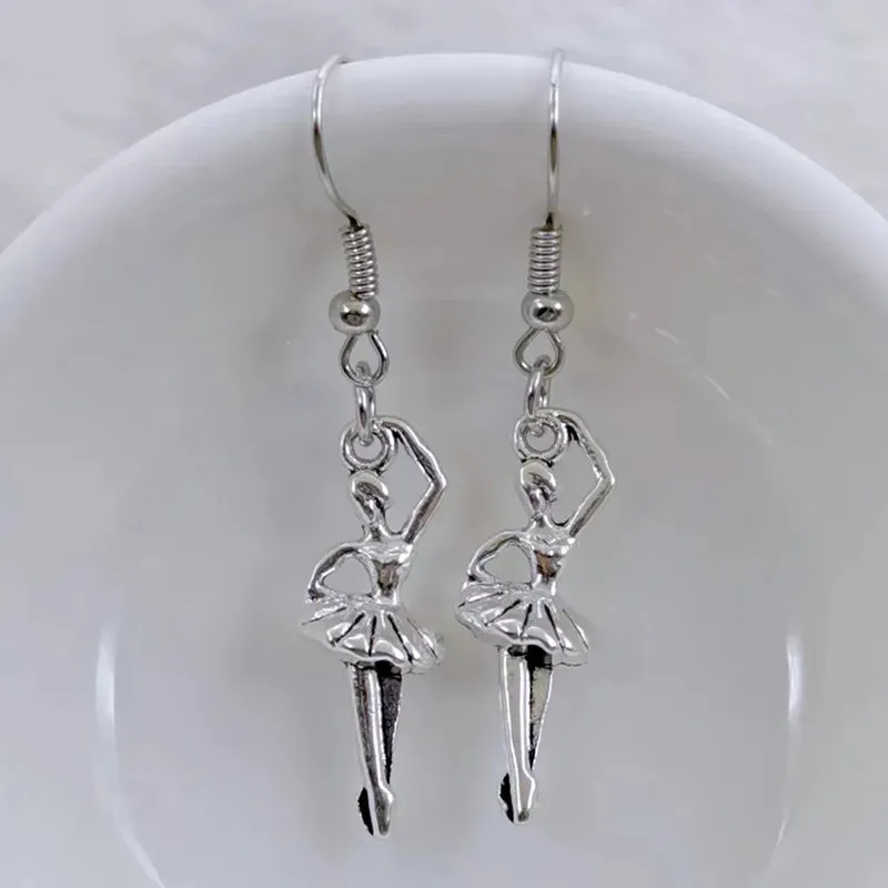 Enamel Ballerina and Pointe Shoe Earrings