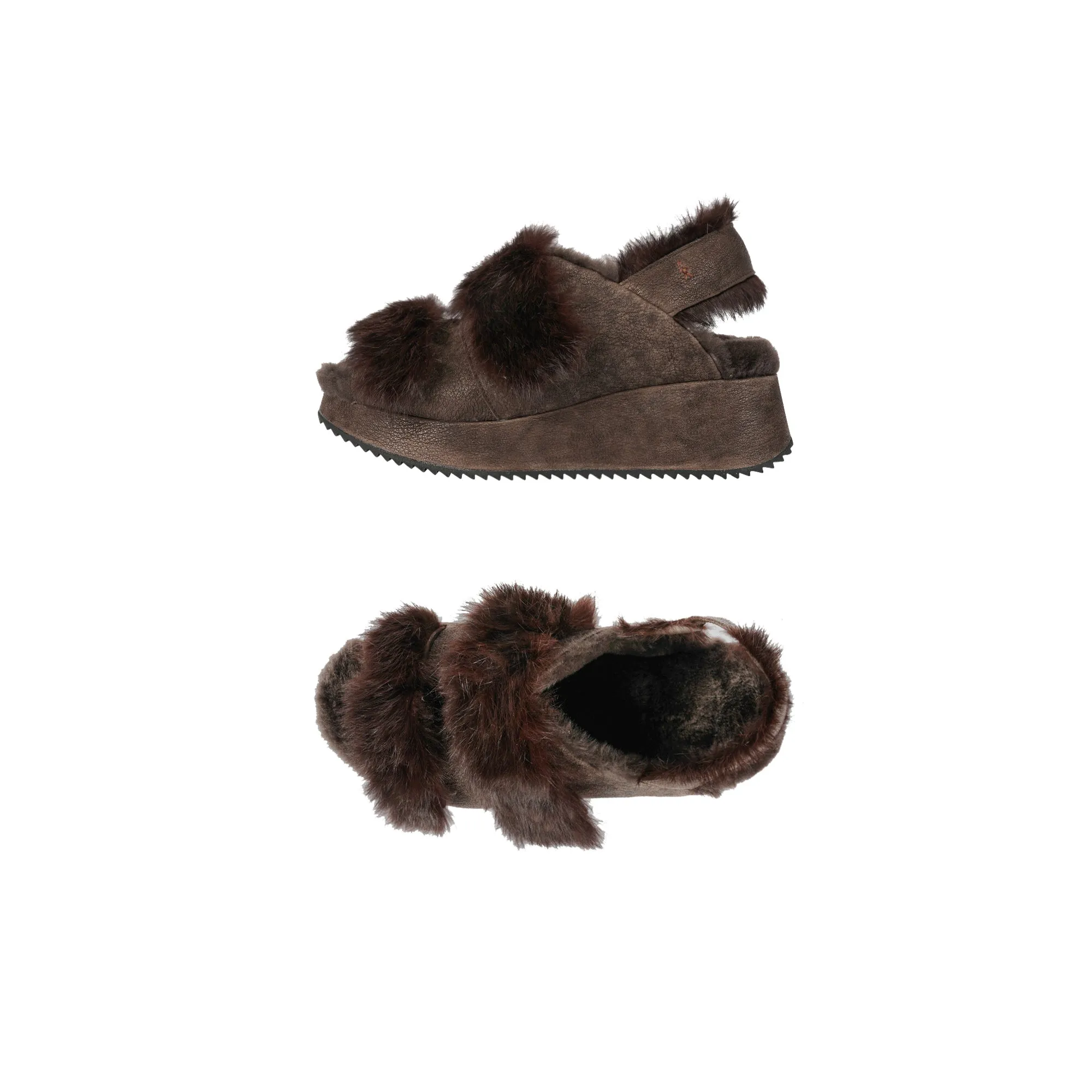 Fur Sandal Grattato Dark Brown