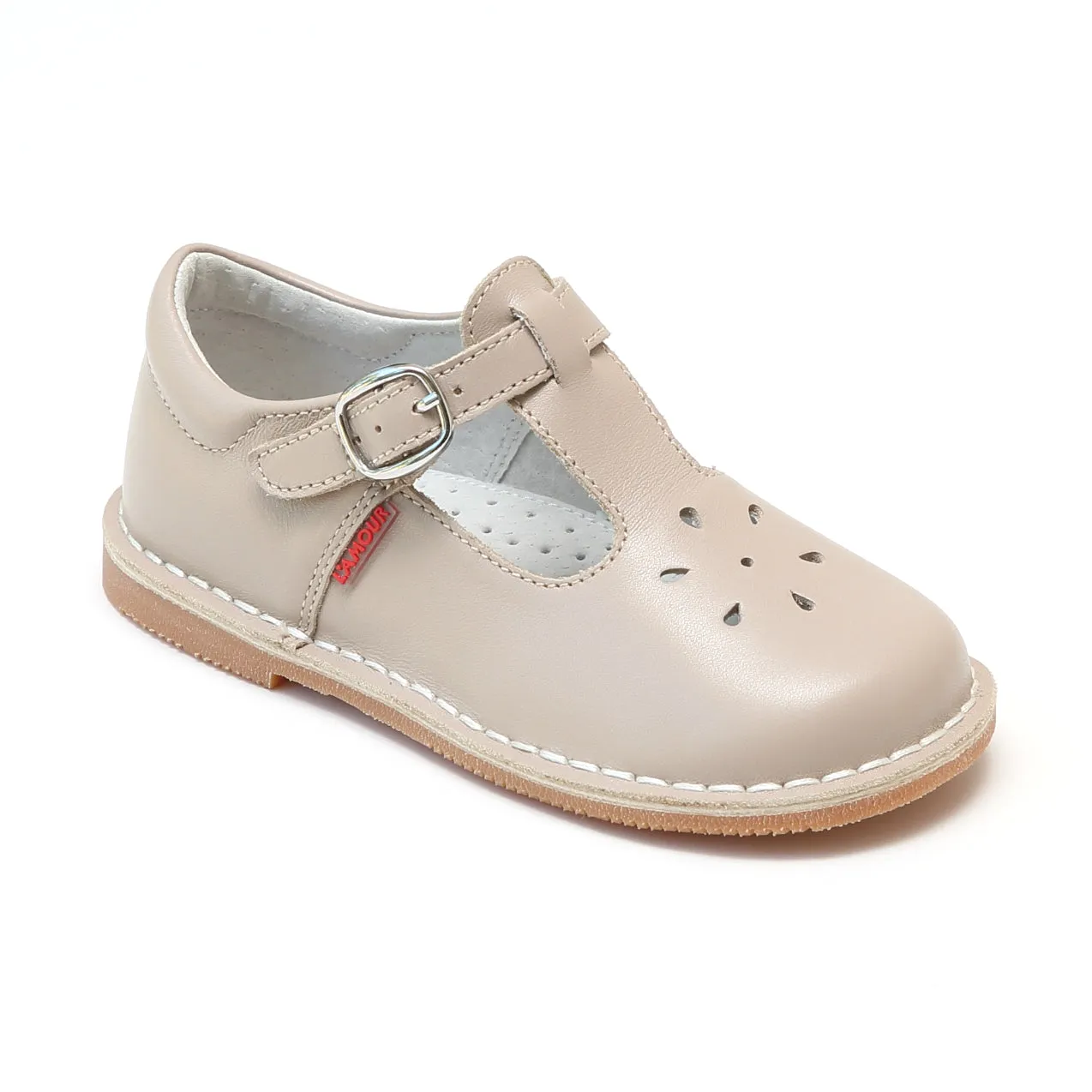 L'Amour Girls Joy Classic Almond T-Strap Mary Janes