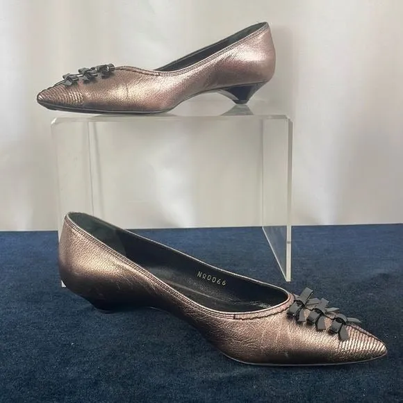 Louis VuittonCopper w Black Bow Low Heel Shoes