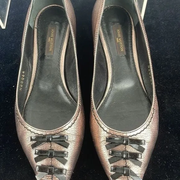 Louis VuittonCopper w Black Bow Low Heel Shoes