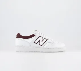 Mens New Balance BB480 White Burgundy Trainers