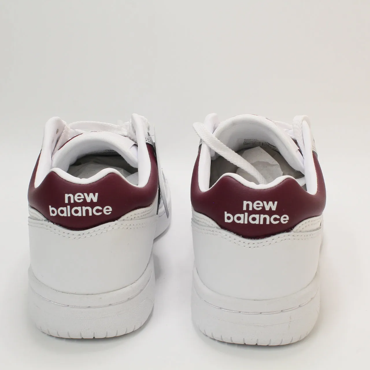 Mens New Balance BB480 White Burgundy Trainers