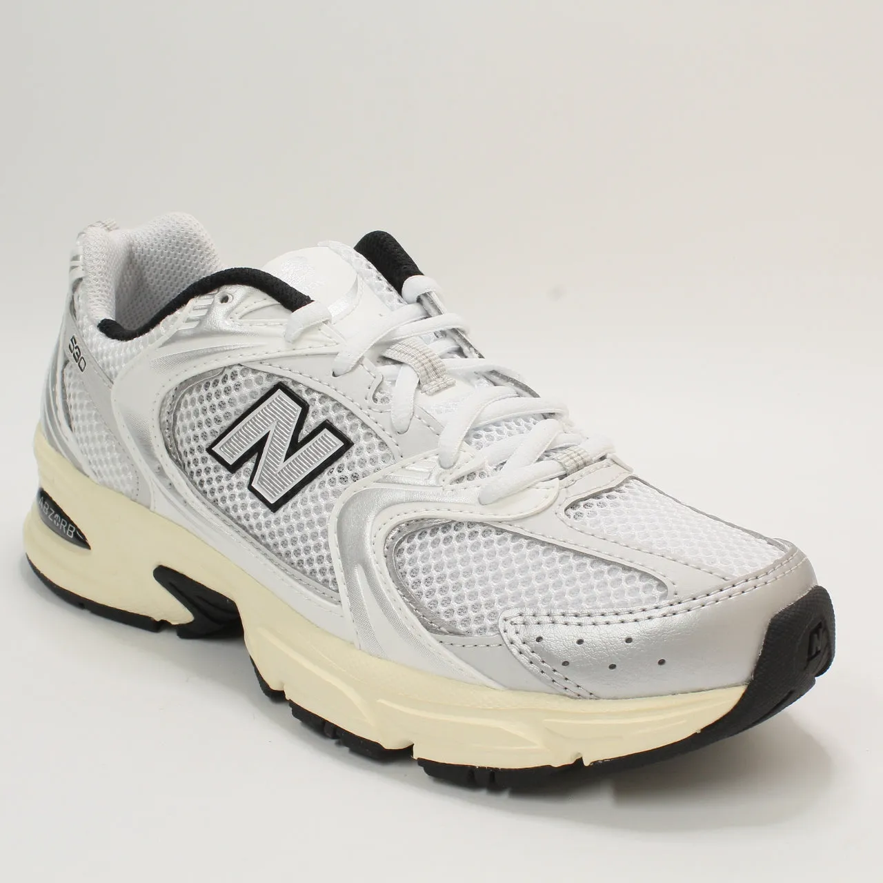 Mens New Balance MR530 White Silver Off White Black Trainers