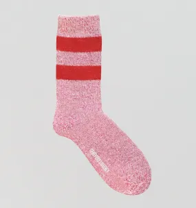 Merino & Alpaca stripe sock [Pink / Red]