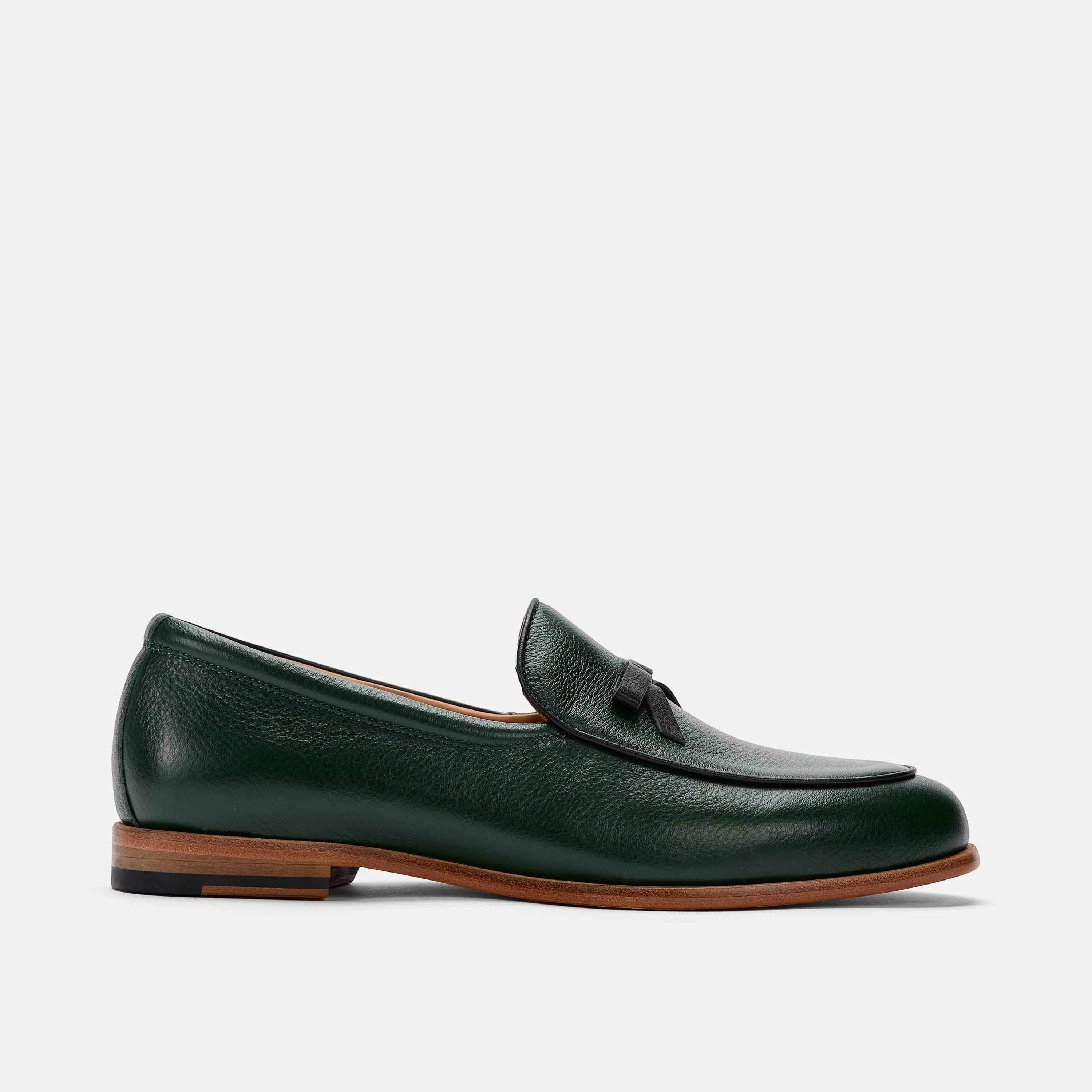 Odell Forest Green Leather Belgian Loafers