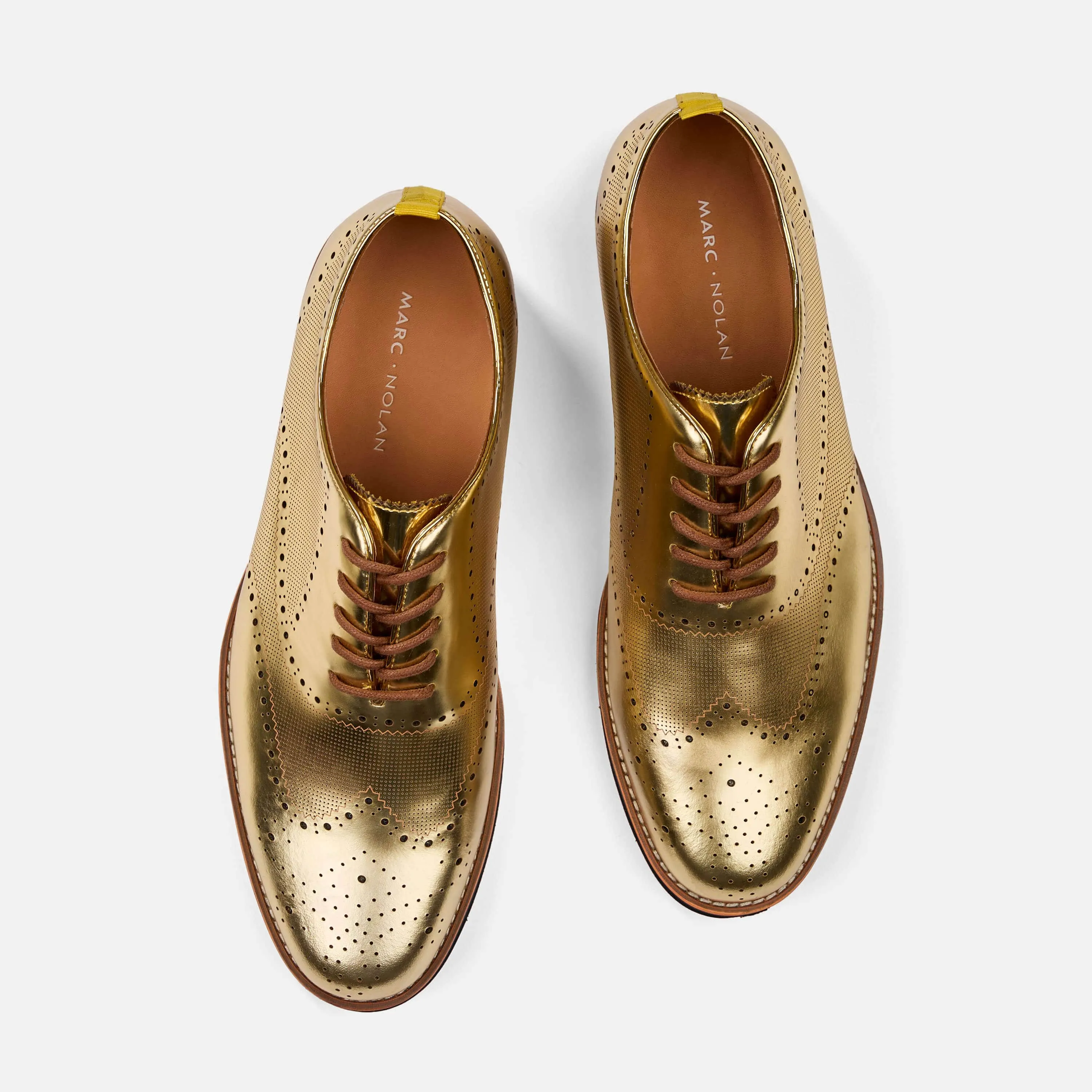 Oscar Gold Patent Leather Wholecut Brogue Sneakers