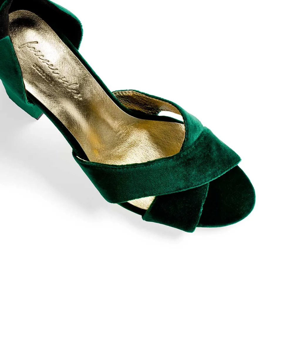 PASSION - EMERALD GREEN WEDDING SHOES TALL BLOCK HEEL