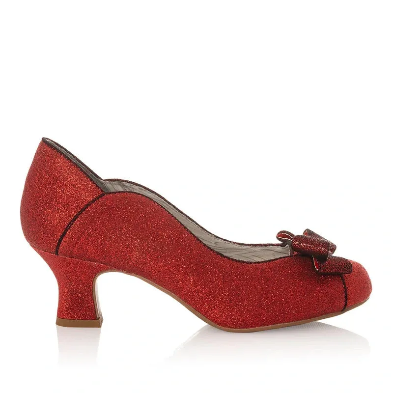 Comfortable Red Glitter Court Shoes by Ruby Shoo Robyn