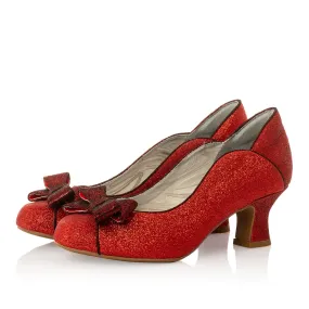 Comfortable Red Glitter Court Shoes by Ruby Shoo Robyn