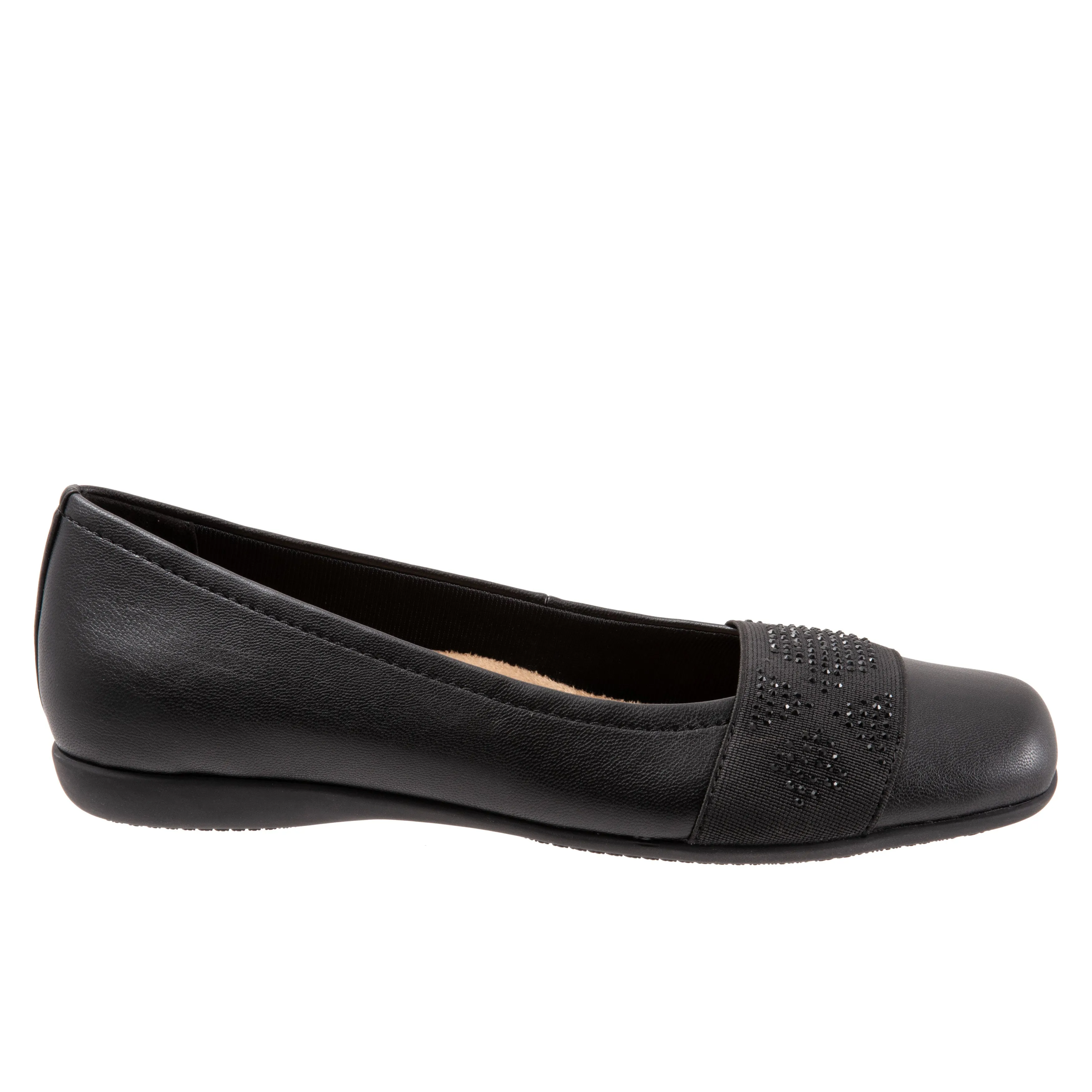 Samantha 030 Black Gem Ballet Flat Shoes