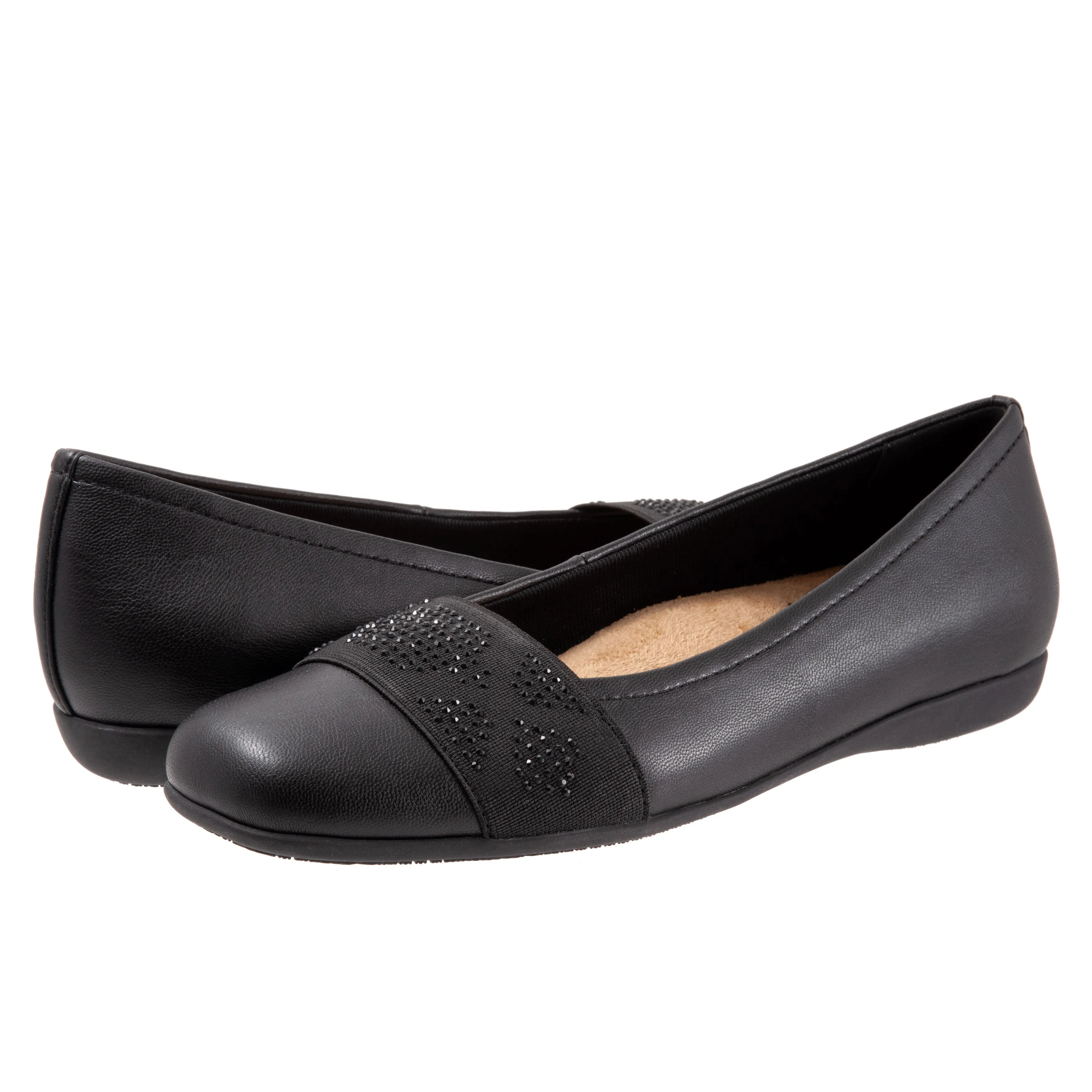 Samantha 030 Black Gem Ballet Flat Shoes