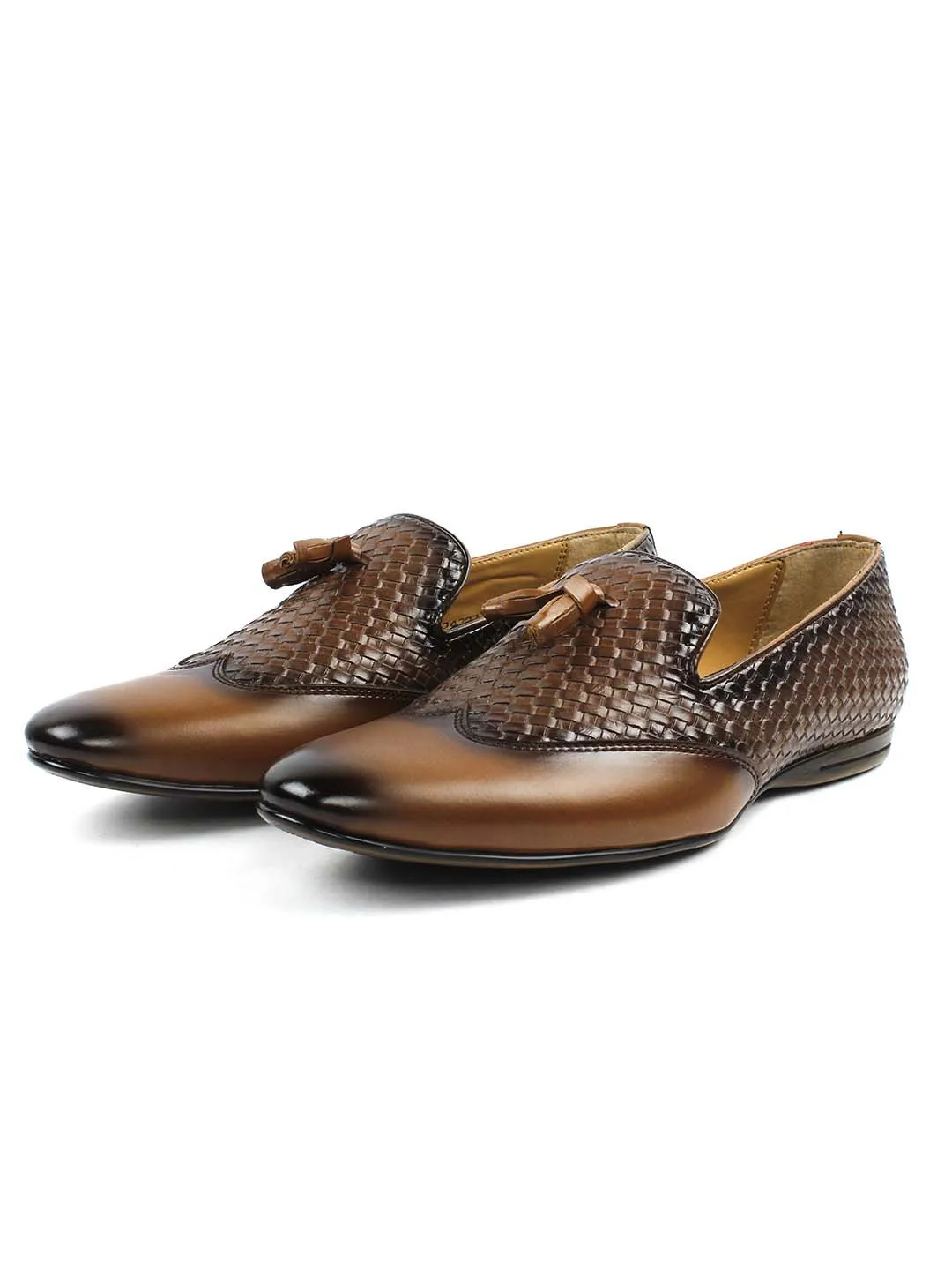 Tan Two-Tone Chatai Tassel Loafers