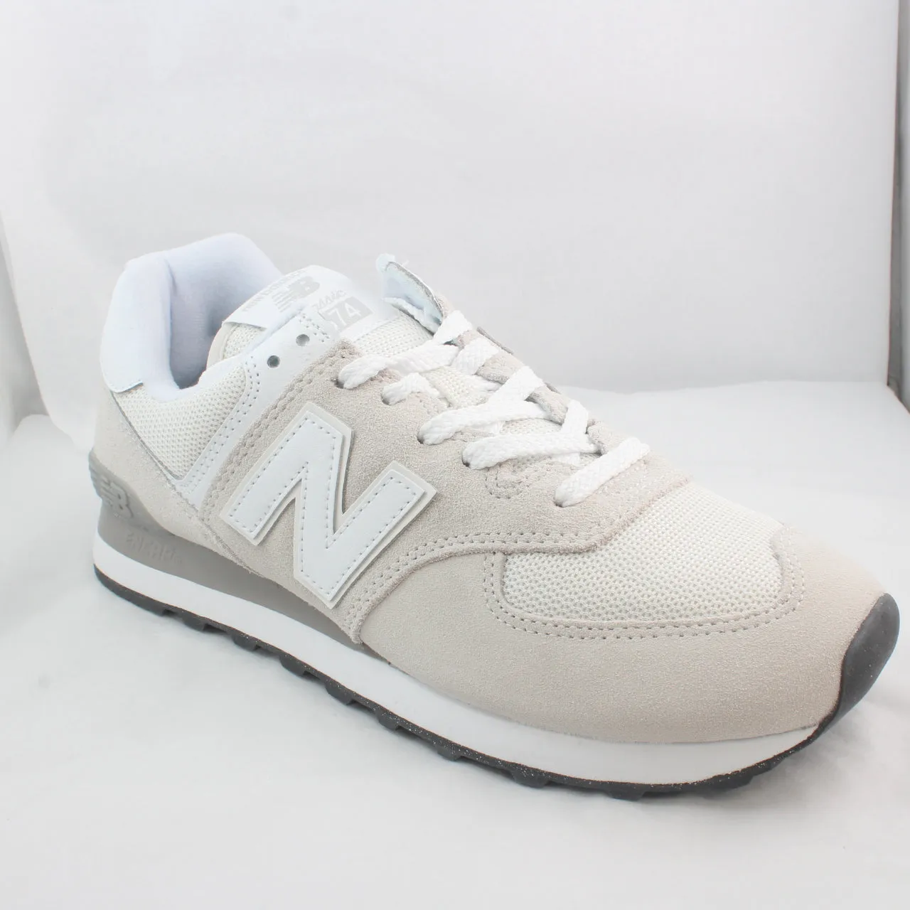 Womens New Balance 574 Light Grey White Black Green Leaf Trainers