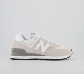 Womens New Balance 574 Light Grey White Black Green Leaf Trainers